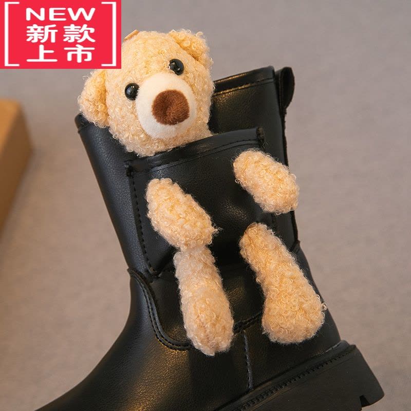 可莉允女童靴子2022冬季新款儿童鞋子加绒二棉高筒靴皮靴长靴洋气公主鞋图片