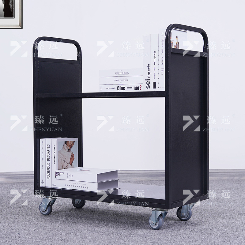 臻远 ZY4092902 档案室推车图书馆小推车手推车 2层平板推车黑色高清大图