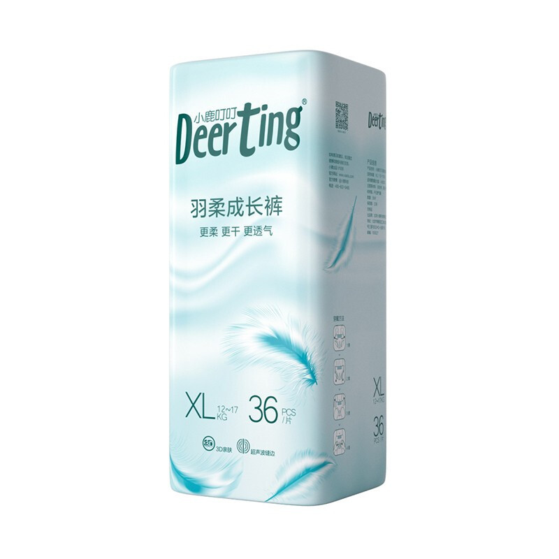 小鹿叮叮羽柔婴儿拉拉裤XXL32片超薄透气训练裤秋冬宝宝尿不湿