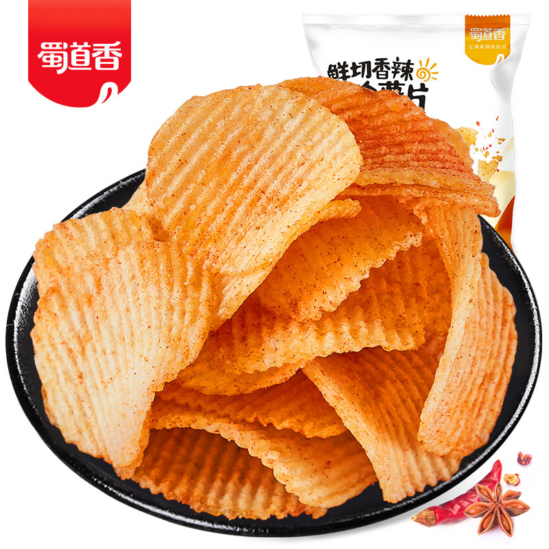 蜀道香 鲜切香辣马铃薯片60g*8袋 休闲薯片零食小吃膨化网红食品