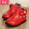 可莉允儿童靴子女宝宝鞋子1-3岁秋冬款女童冬鞋短靴公主加绒小皮鞋2