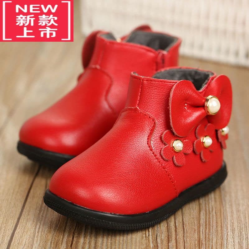 可莉允儿童靴子女宝宝鞋子1-3岁秋冬款女童冬鞋短靴公主加绒小皮鞋2图片