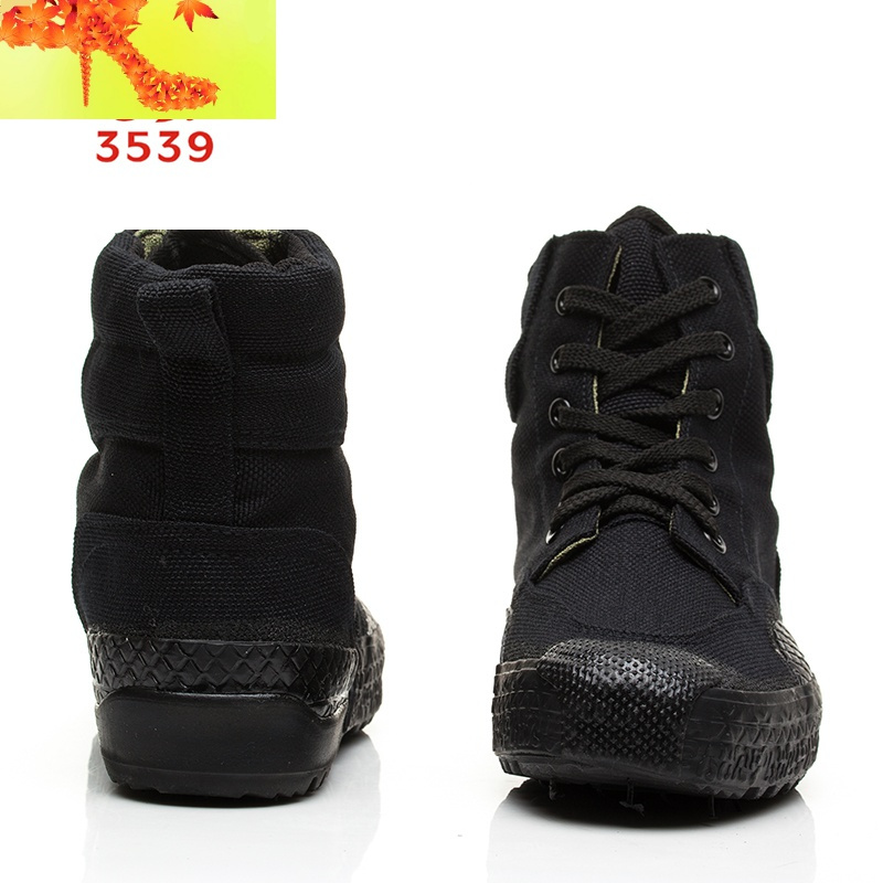 时尚黑色男橡胶耐磨保安鞋99高腰大码工作鞋帆布劳保作训简畅雨鞋