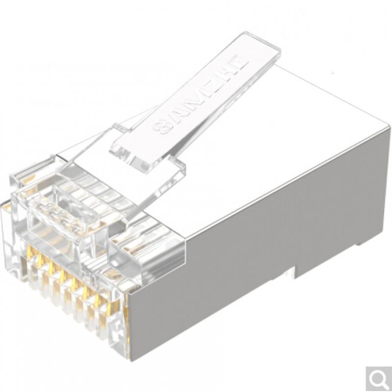 山泽SJ-P5100CAT5e超五类网络屏蔽水晶头RJ45网线接头（一个装）可定制高清大图