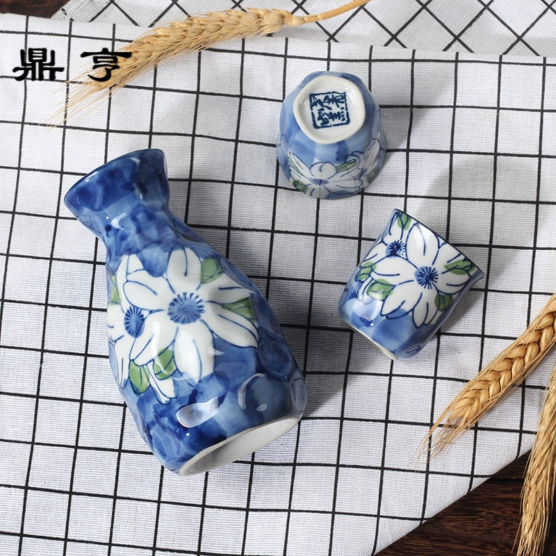 鼎亨日式白酒杯具套装暖清酒陶瓷复古分酒壶家用烫温黄酒器手绘小