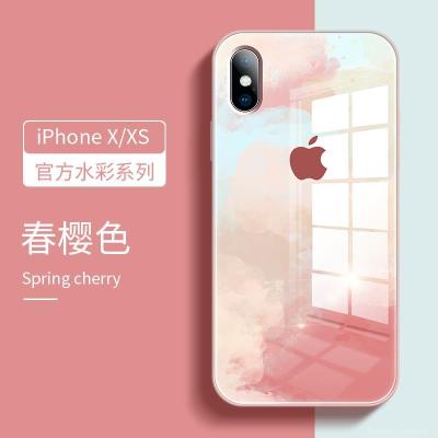 春樱色 苹果se 苹果x手机壳水墨白iPhonex/xs液态玻璃xr镜头全包xsmax防摔保护套