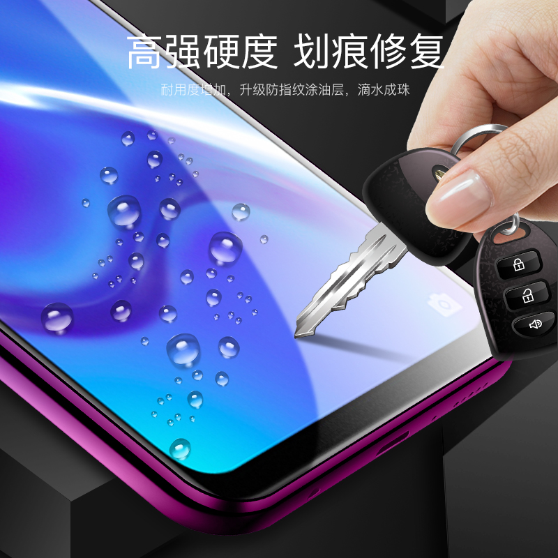 [买2送手机壳]轻万适用oppok1钢化膜全屏k1玻璃贴膜全屏丝印黑色高清大图