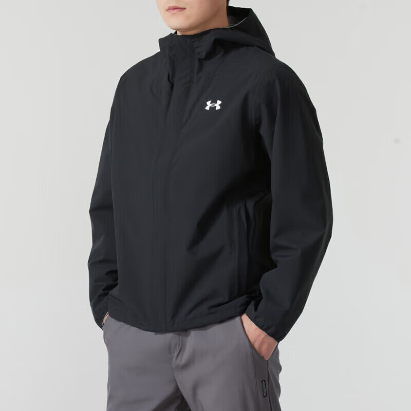 安德玛(UNDERARMOUR)外套男新款运动服健身训练跑步锻炼休闲服梭织连帽夹克1387992-310 ZP 1376066-003/黑色 S