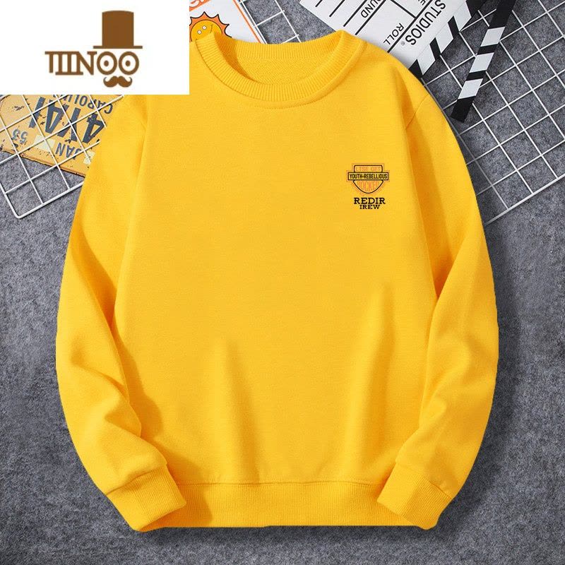 YANXU圆领卫衣男2023新款美式潮牌宽松港风潮ins白色秋装上衣服图片