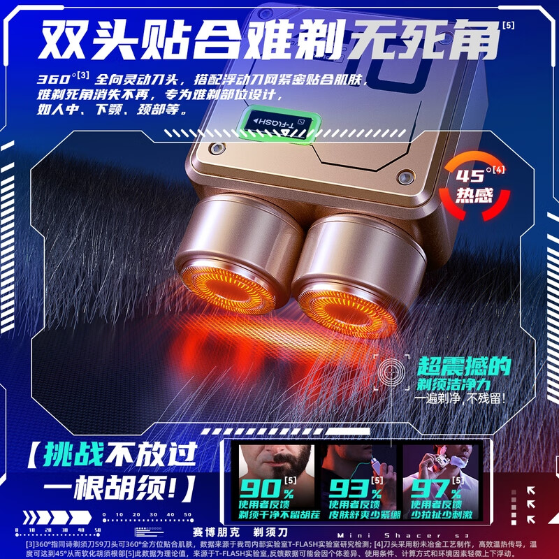 同诗旅行者双头高速剃须刀-S9复古棕高清大图