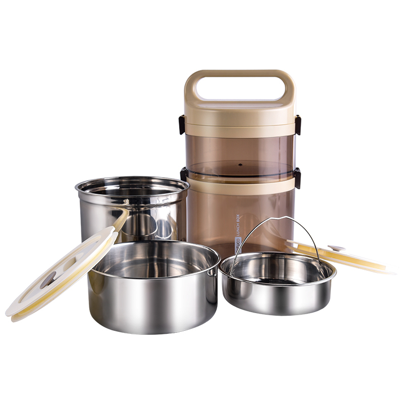 日本泰福高(TAFUCO) 新品 注水保温饭盒304不锈钢防溢叠叠乐发泡便携饭盒多层便当盒上班族学生 保温桶成人饭盒