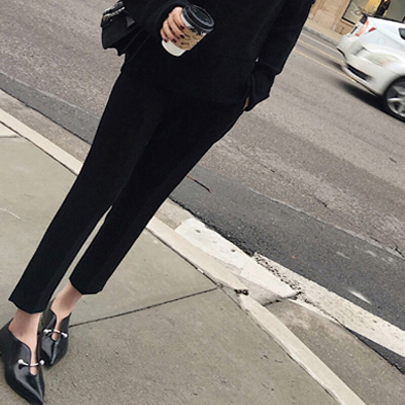 西装裤九分裤修身小脚裤正装职业直筒烟管裤休闲吸烟裤女秋