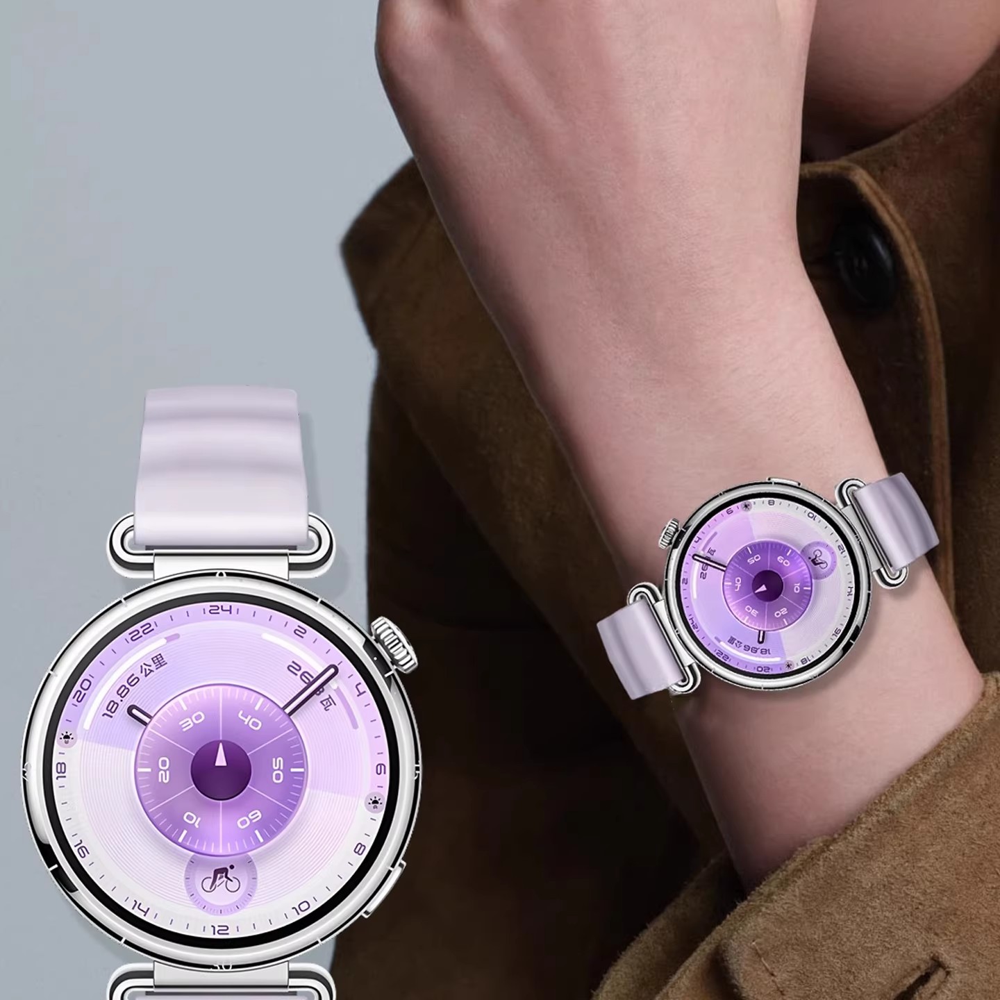 适用华为GT6冰雪蓝手表带watchgt6按压式薄荷青硅胶腕表带gt5智能gt4运动watch5官方同款专用新女款春夏高清大图