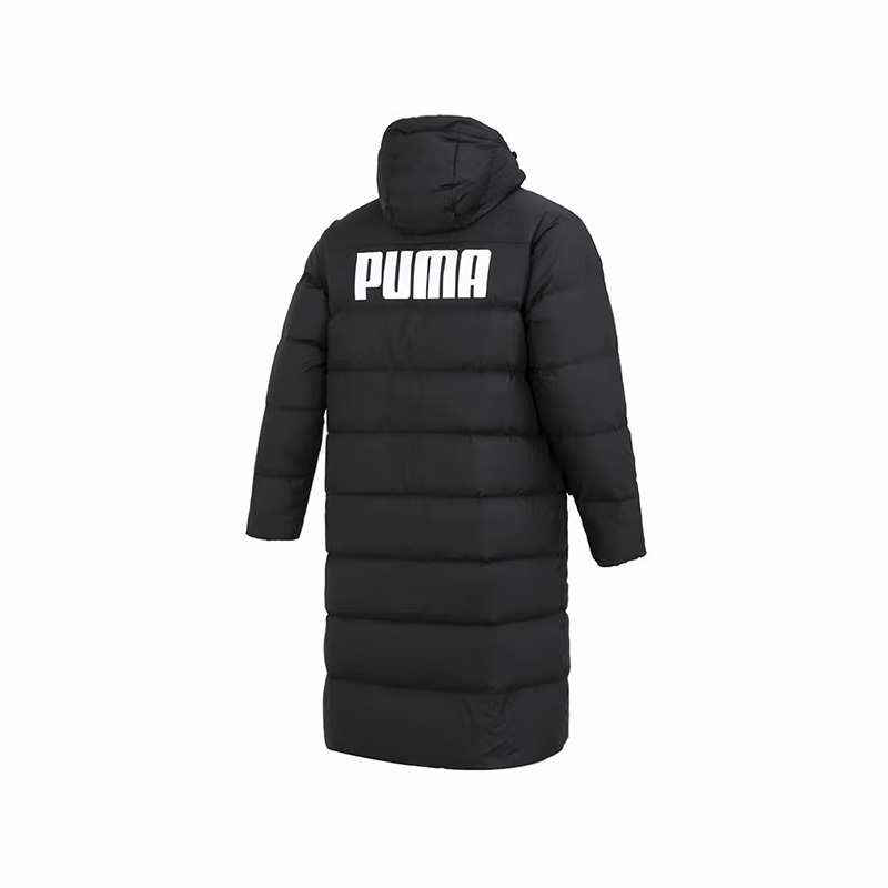 puma运动休闲连帽保暖中长款羽绒服男款黑色84998501