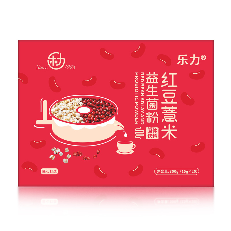 乐力红豆薏米益生菌成人儿童女性肠胃粉益生元乳酸菌低聚果糖固体饮料调理冻干粉 15g×20袋/盒