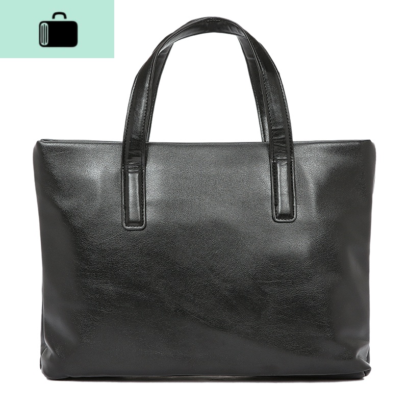 简单时尚男士手提包 横款公文包 电脑包新款商务休闲男包文件包潮NEW LAKE 黑色 黑色