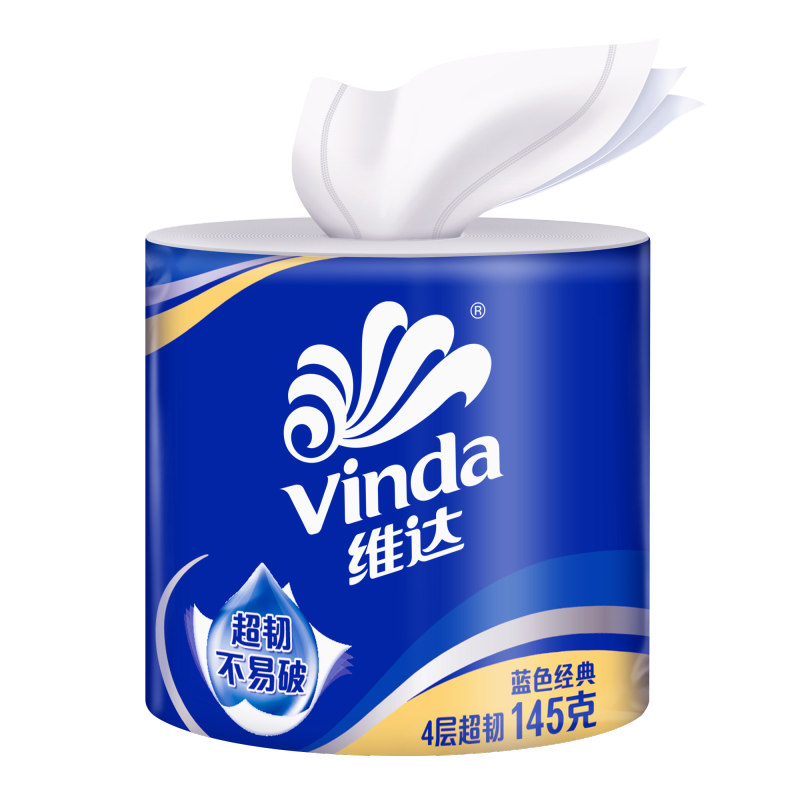 维达VD4169 蓝色经典 有芯卷纸4层145克27卷-箱装高清大图