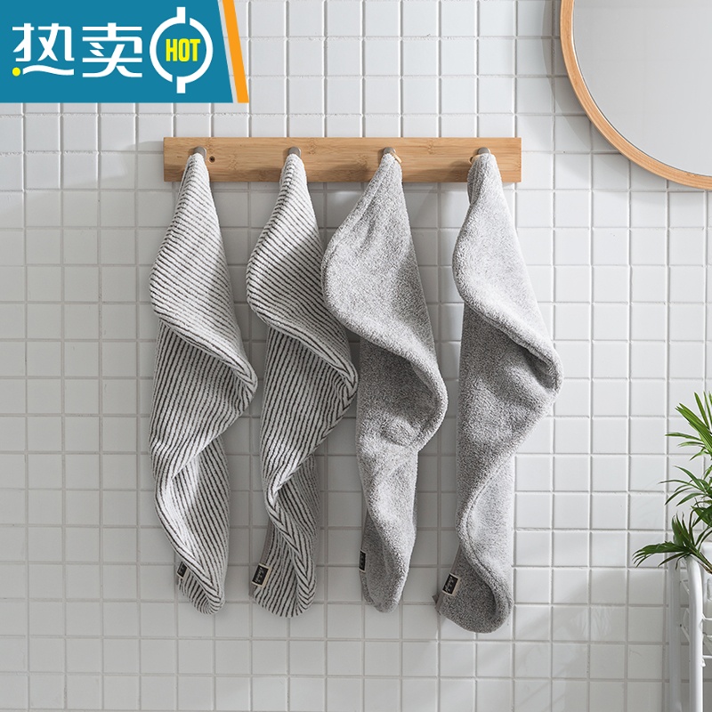 敬平干发帽女吸水速干浴帽包头巾可爱韩国加厚擦头发沐浴帽 竖条灰色高清大图