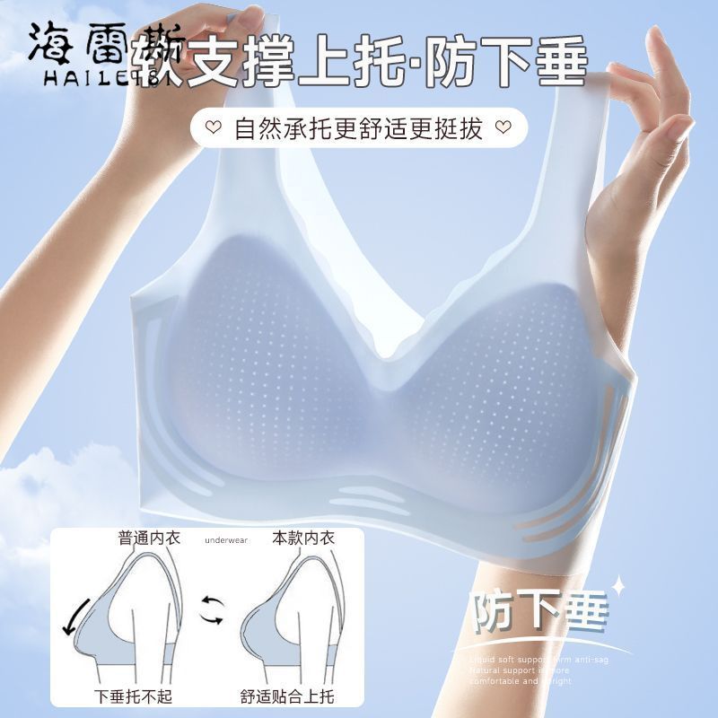 凉感内衣女夏天超薄款夏季小胸聚拢文胸无钢圈背心式运动胸罩高清大图