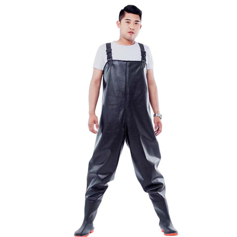 邦能之星下水裤半身雨裤防水衣男裤捕鱼连体厚雨鞋N312286 N312286连体 均码