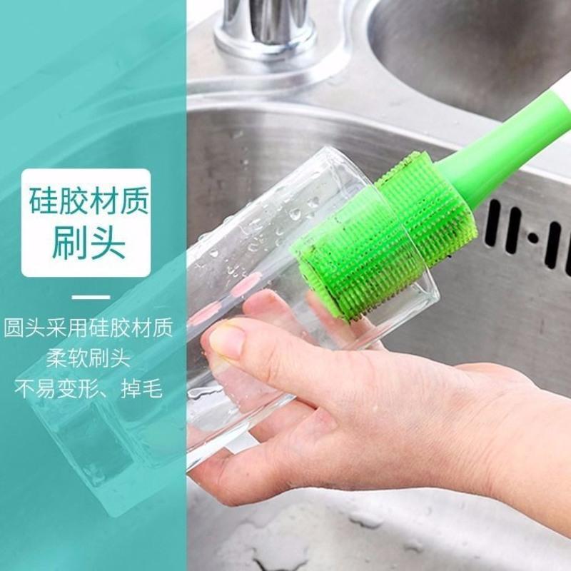 1个 杯刷子长柄硅胶水杯刷轻松去污清洁玻璃奶瓶奶瓶刷厨房洗杯子神器