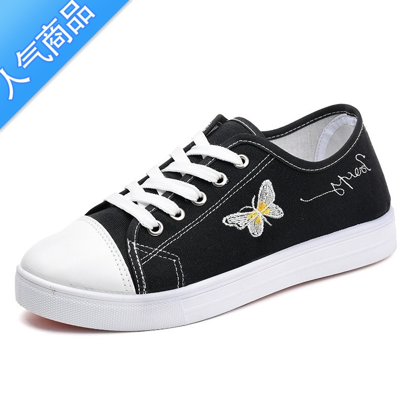 suntek休闲小黑帆布鞋女鞋韩版潮流百搭软底鞋防滑舒适运动鞋老北京