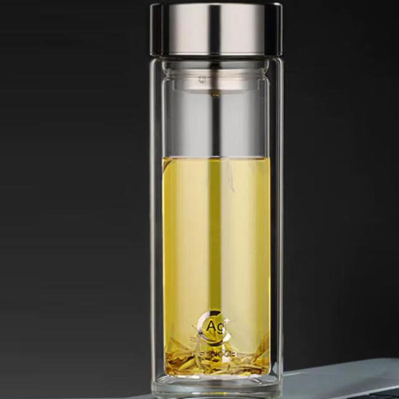 希诺玻璃杯390ml密封防漏户外便携双层本色XN-1957高清大图