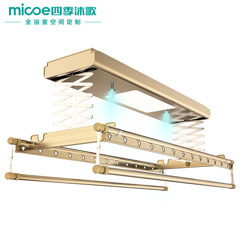 四季沐歌(MICOE) 四季沐歌电动晾衣架 阳台遥控自动照明 光波消菌 升降智能晾衣机 LED+消菌[香槟色]