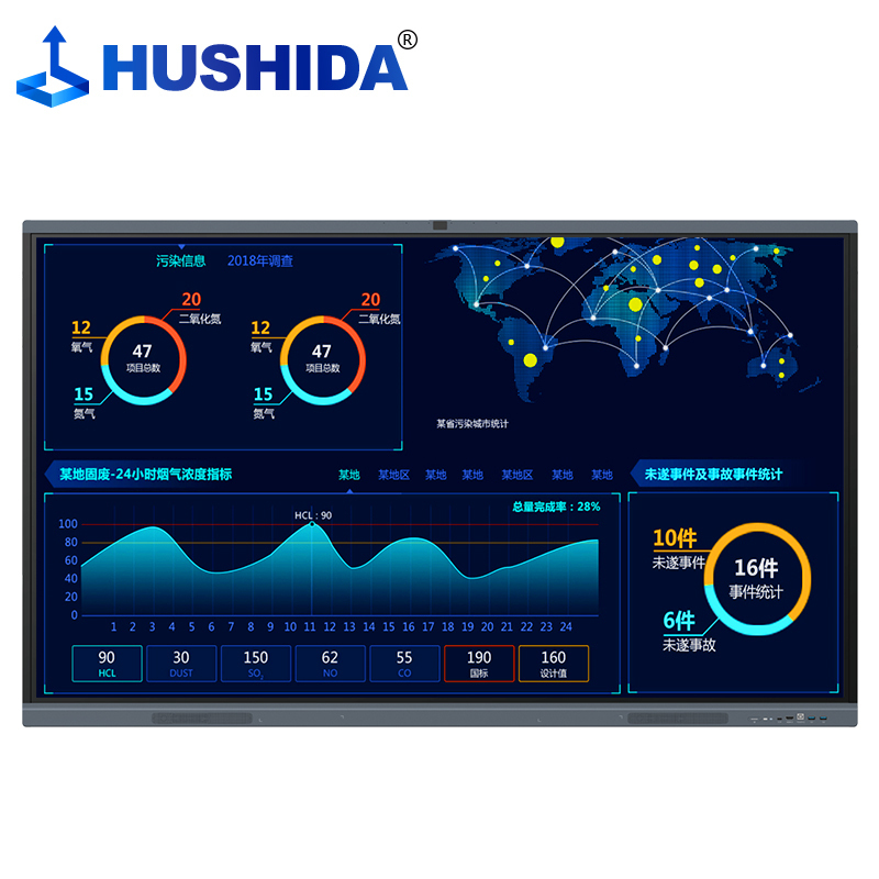 互视达(HUSHIDA) 75英寸会议平板多媒体教学一体机触控触摸屏内置摄像头麦克风4K大屏广告展示 安卓4+32G win系统4代i7 8+256G HN98001KB