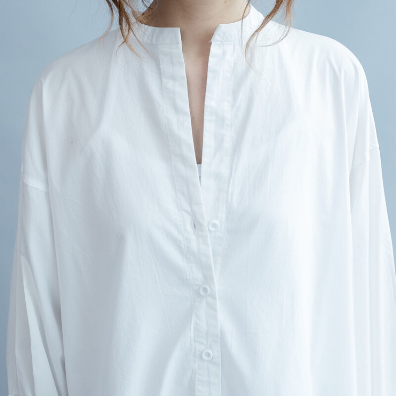 文艺女装大码秋装女胖mm2018新款上衣宽松韩版简约纯棉衬衫连衣裙白色