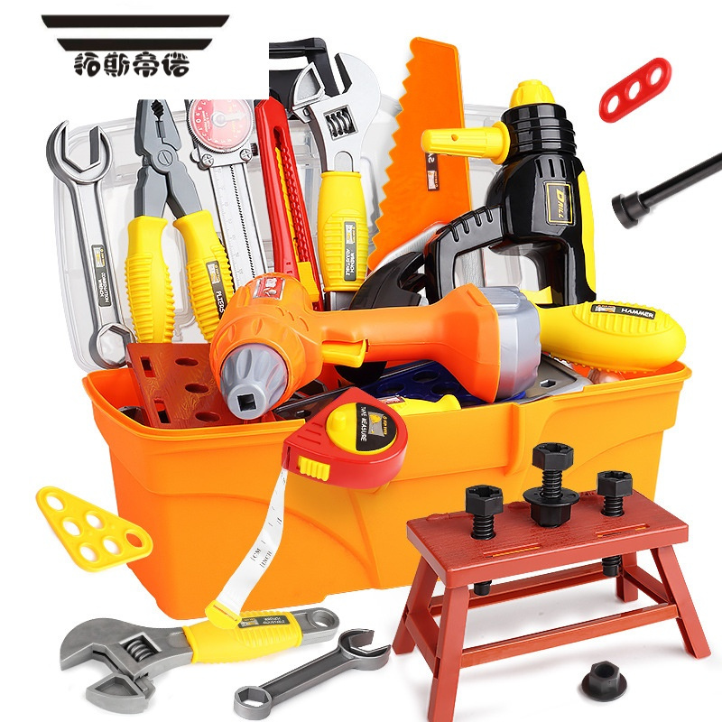 拓斯帝诺塑料儿童玩具工具箱扳手工具木工组合锤子电动螺丝刀套装男童