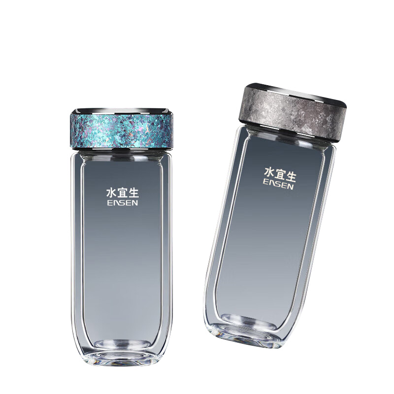 水宜生玻璃杯300ml轻奢高级感加厚双层耐热G18(颜色随机)