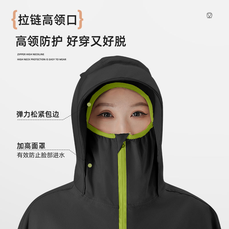 正雨电瓶电动车雨衣长款全身高领防暴雨摩托女款单人加厚加大雨披9063高清大图