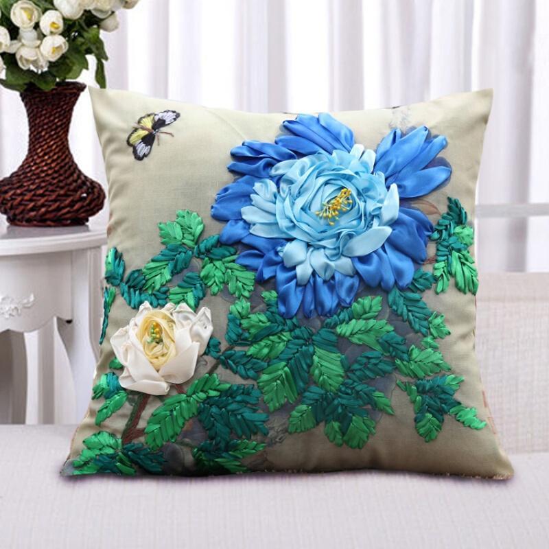 丝带绣抱枕手工制作新手初学材料包立体绣靠垫