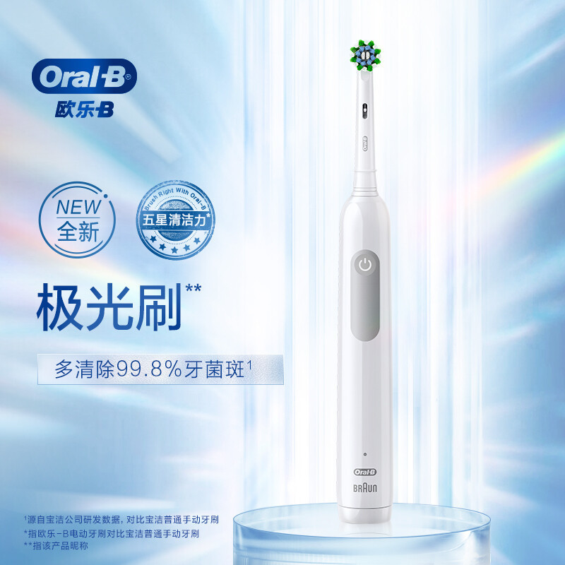 博朗(BRAUN) Oral B欧乐B电动牙刷成人小圆头 3D声波Pro1 Max极光白实用礼物高清大图