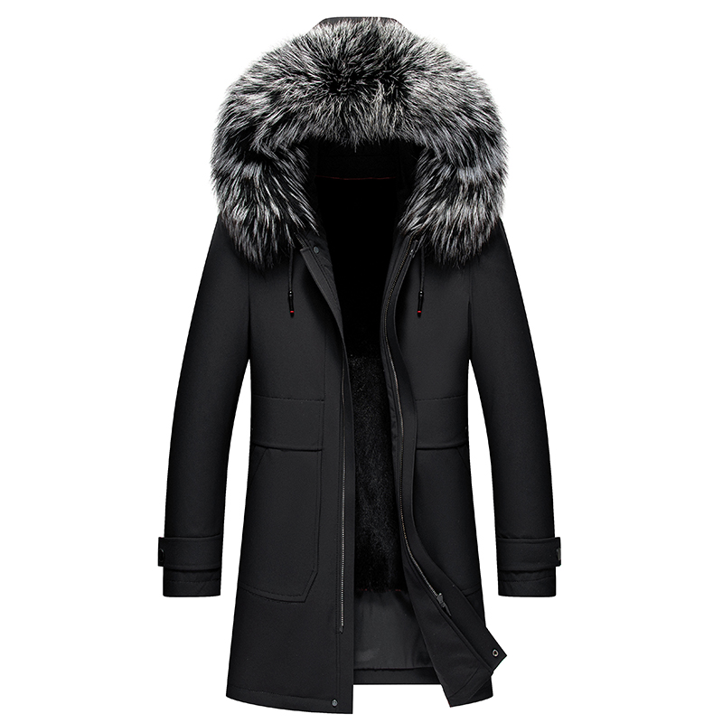 正品海宁派克服男黄金貂绒水貂内胆皮毛一体整貂皮草大衣长款大毛领金貂绒外套尼克服海宁皮草派克服男水貂内胆皮毛一体男貂绒外套 2166【黑貂胆+银狐大毛领】 190/3XL【建议170-190斤】