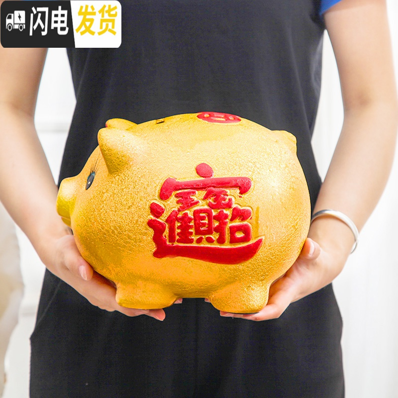 三维工匠抖音款 陶瓷金猪存钱罐 不可取储蓄罐 大号店铺开业送礼 儿童 28CM不取款-送【可取15CM2只】