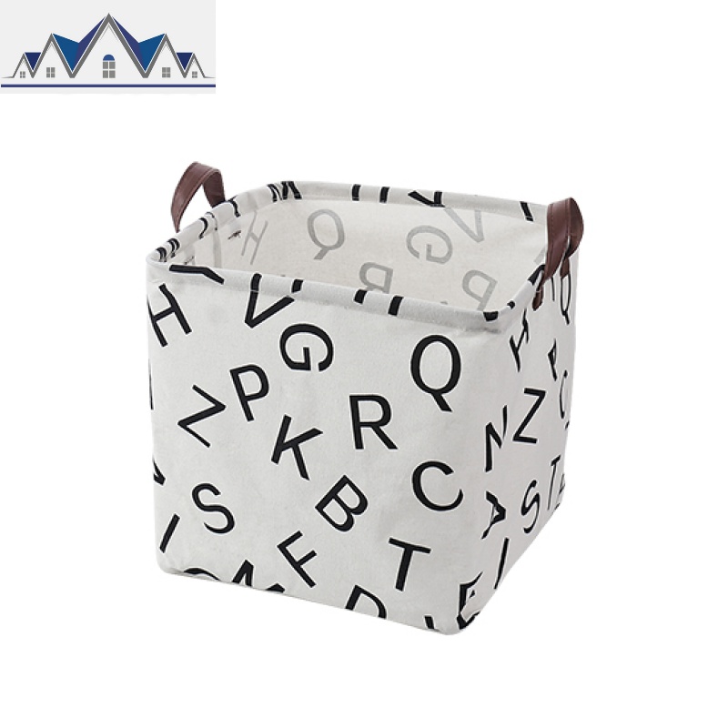 棉麻布艺收纳箱 大号玩具收纳篮整理箱 宿舍无盖杂物整理箱收纳框 三维工匠 拉丁字母大号