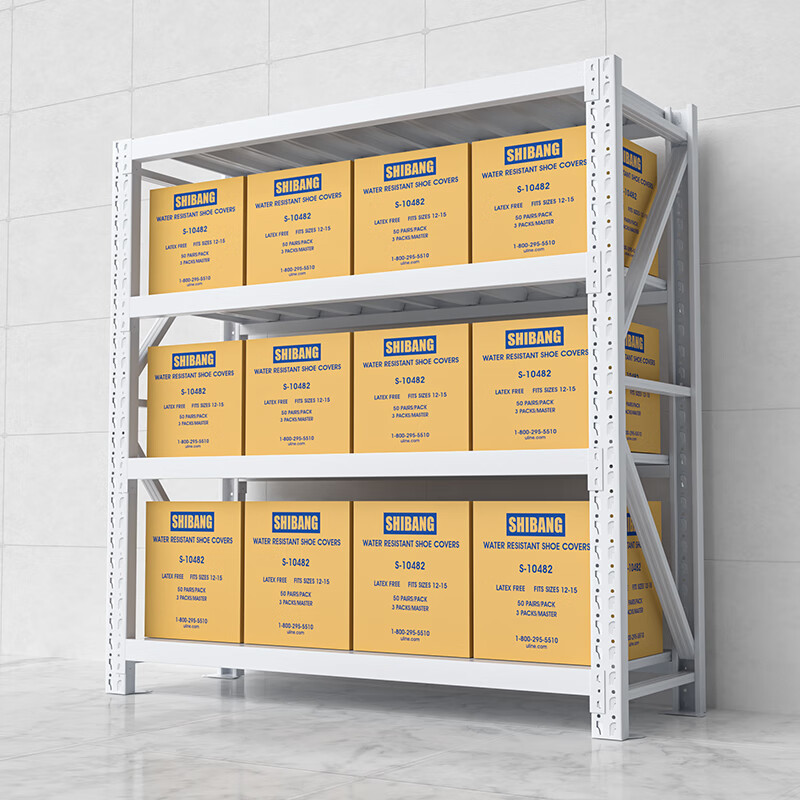 实邦(SHIBANG)加厚中型货架仓储仓库120*60*200主架4层300kg灰色