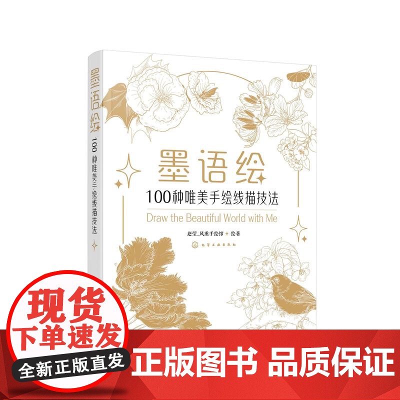 随书附赠视频讲解 墨语绘 100种唯美手绘线描技法 手绘线条构图技法造型结构 手绘步骤图解 花鸟植物手绘插画设计零基础教高清大图