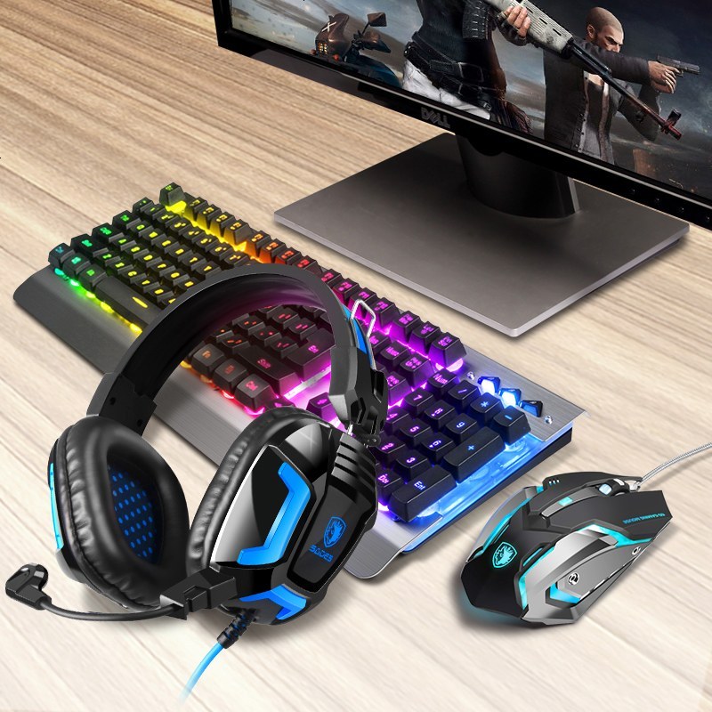 三件套真机械手感有线台式笔记本电脑网吧网咖电竞游戏外设机器键鼠cf