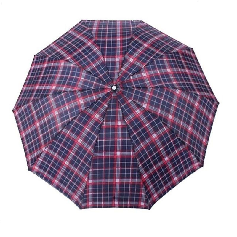 雨伞格子折叠伞晴雨伞大号商务雨伞学生双人10k防风伞 8骨常规杆格子
