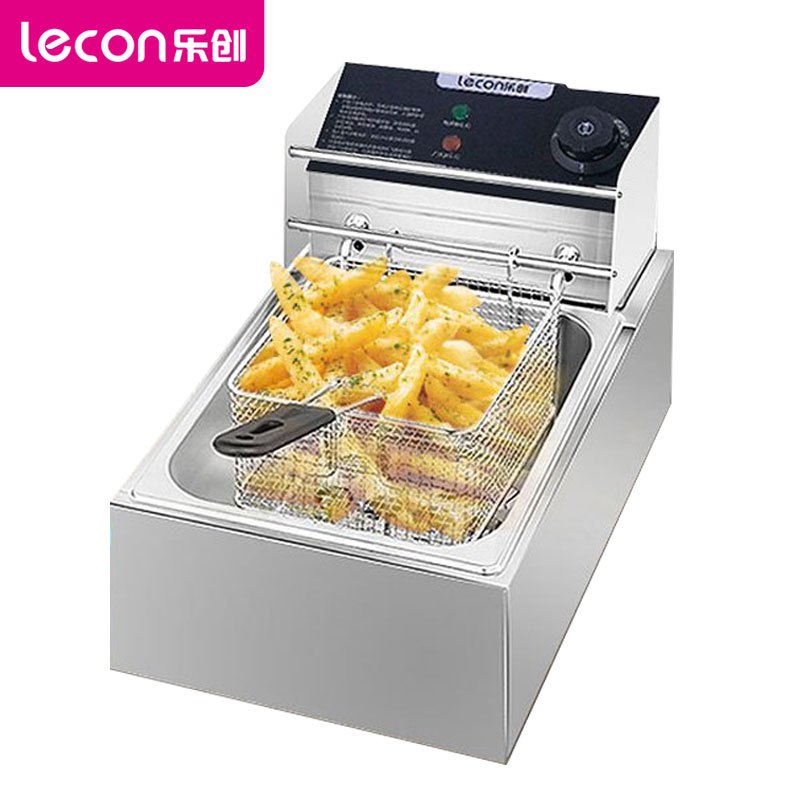 乐创(lecon)电炸炉LC-DZL05商用油炸锅小吃炸串机炸薯条机炸油条机(5升单缸不带定时款2500W)