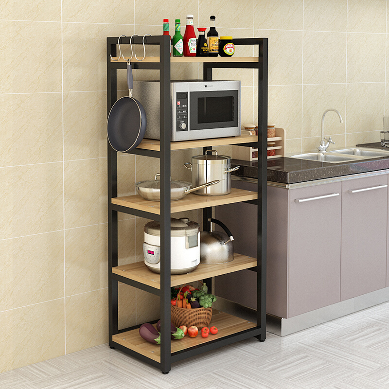 微波炉厨房置物架落地多层省空间烤箱白色碗架调味料收纳架子储物壹德