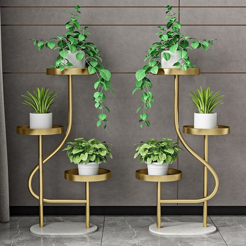 古达北欧轻奢高端花架客厅室内落地装饰置物架阳台绿萝多肉多层花盆架