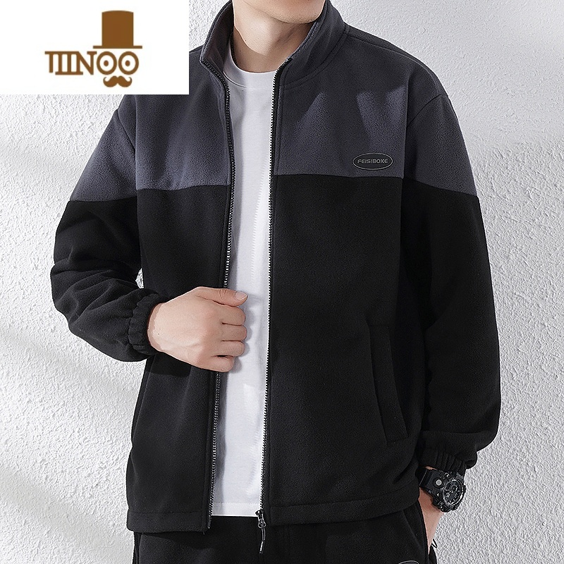 YANXU美式半拉链卫衣男抓绒胖子宽松加肥加大码套头立领摇粒绒外套高清大图