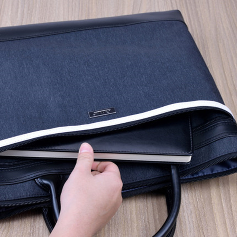 百利文牛津布手提包男士横款商务公文包男大容量手拎帆布包8612