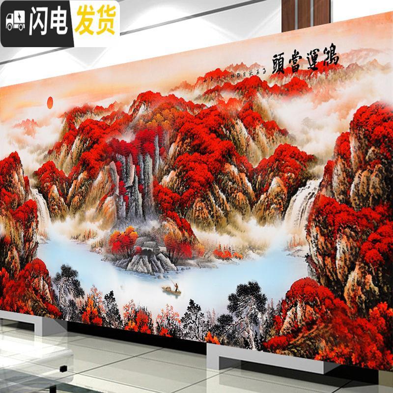 三维工匠鸿运当头十字绣线绣2020新款客厅风景满绣自己绣手工家用简单刺绣 丝线150*60cm[满绣]三股绣送全套工具高清大图
