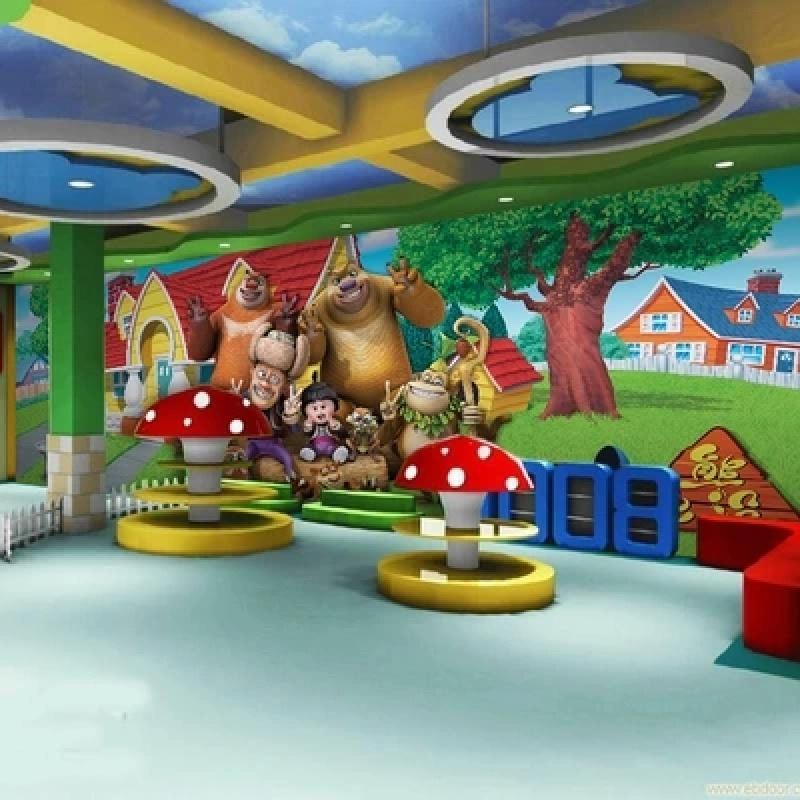 游乐园壁纸卡通儿童房幼儿园玩具店墙纸动画熊出没森林动物壁画壹德壹