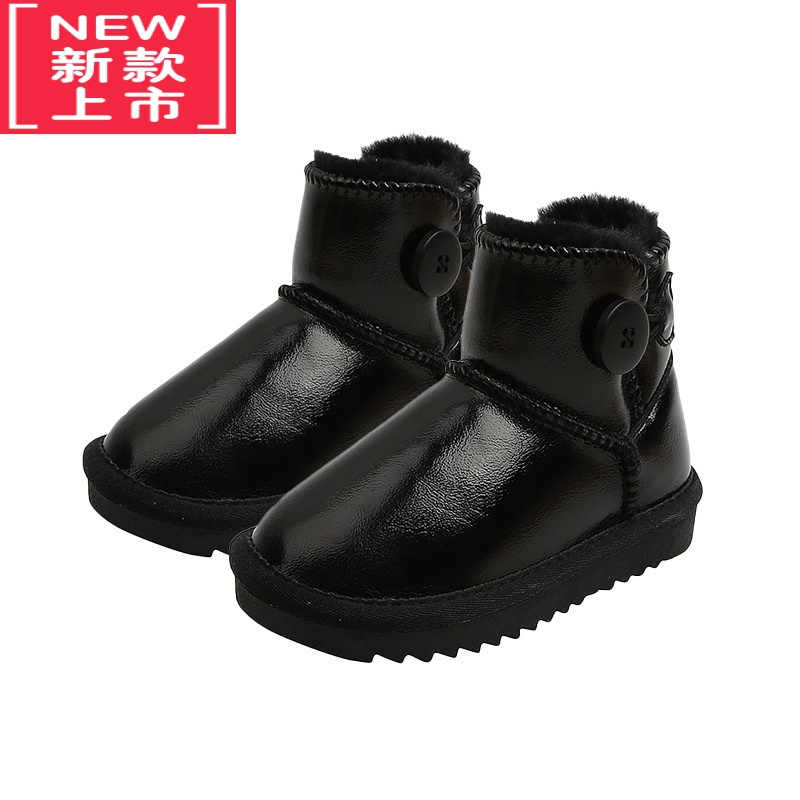 可莉允儿童雪地靴男女纽扣款短款加厚学步靴宝宝可爱短靴棉靴